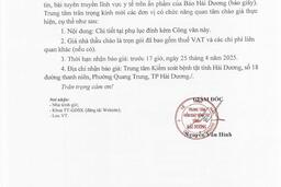 Trung tâm Kiểm soát bệnh tật - CV số 95 CV-KSBT ngày 16.4.2025 vv mời chào giá viết tin, bài tuyên truyền trên Báo Hải Dương
