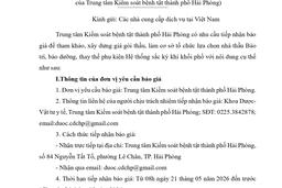1130 Thư mời báo giá Bảo trì, bảo dưỡng, thay thế phụ kiện Hệ thống sắc ký khí phối phổ