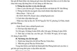 2010 Thư mời báo giáChủng khuẩn, hoá chất, vật tư dùng đối chứng trong xét nghiệm chỉ tiêu vi sinh