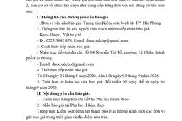 2086 Thư mời báo giá hoá chất vi sinh xét nghiệm 2