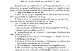 2190 Thư mời báo giá mua sắm vật tư chương trình TCMR Hải Phòng 2026