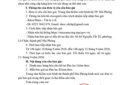 2301 Thư mời báo giá hoá chất, thạch màu xét nghiệm