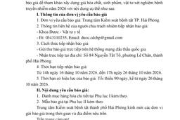 THƯ MỜI BÁO GIÁ: Xây dựng giá hóa chất, sinh phẩm, vật tư xét nghiệm bệnh truyền nhiễm năm 2026